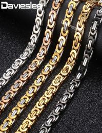 Chains Davieslee Necklace For Men Flat Byzantine Link Silver Black Gold Chain Stainless Steel Whole Vintage Jewellery 6811mm L8901142