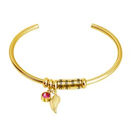 Bracelets Custom Name Bracelet with Birthstone Leaf Charm Women Jewellery Engraving Bead Name Stainless Steel Bracelets for Girl Friendship