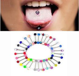 100 Pcs 2020 Newest Lot Size Ball Tongue Navel Nipple Barbells Rings Bars Body Jewellery Mixed Colour Piercing Nice Gift4507119