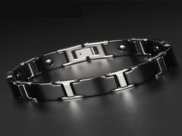 Korean Mens Fashion Popular Health Bracelet Male Ceramic Braclet Black Tungsten Steel Energy Magnetic Therapy Bileklik6238639