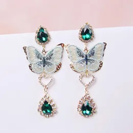 Dangle Earrings MWSONYA 2023 Trend Embroidery Butterfly For Women Green Crystal Drop Pendant Love Heart Jewellery Gift Korea