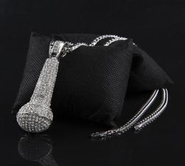 Mens Iced Out Necklace Fashion Microphone Pendant Hip Hop Jewellery Gold Cuban Chain Necklaces4947805