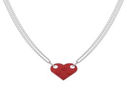 Punk Heartshaped pendant necklaces Love for Couple Women Men Jigsaw Lego Friendship clavicle chain Simple and versatile Personali2289899