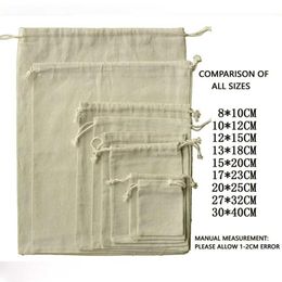 100pcs Jewellery Drawable Cotton Muslin Bags Wedding Gift Bags Pouches Retail Drawstring Pouch Packaging Christmas decor199T