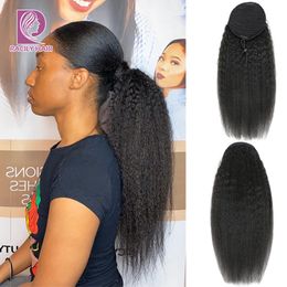 Racily Hair Brazilian Afro Kinky Straight Tail Remy Drawstring tail 100 Human Natural 231226