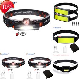 New Headlamps Super Bright COB LED Headlamps USB Rechargeable Headlight Waterproof Head Lamp Powerful Head Flashlight for Camping Hiking