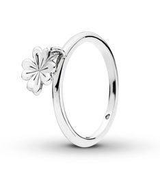 Authentic 925 Sterling Silver Dangling Four Leaf Clover Ring with Logo and Original Gift Box Luxury Designer Jewelry Women Rings9134951