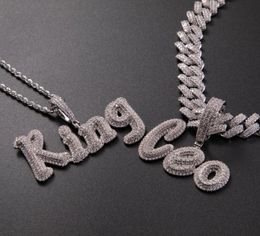 Custom Brush Script Letters Two Tone Pendant Micro Paved CZ Personalised Name Necklace Hip hop Jewelry2499024