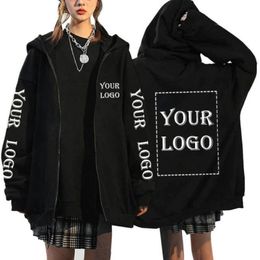 Your OWN Design Brand /Picture Custom Zip Up Jackets Unisex DIY Printed Sweatshirt Casual Solid Color Loose Hoodie Coats 231226