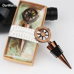 OurWarm 20 50 100pcs Souvenir Gifts For Guests Wine Bottle Metal Seal Stopper Travel Theme Wedding Favors Decor 1027271V