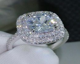 Luxury Womens Wedding Ring Fashion Silver Gemstone Simulated Diamond Engagement Rings For Women Jewelry2266848