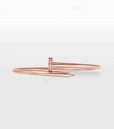 Thin Small Model Slim Nail Bracelets Bangles for Women Men Cubic Zirconia 316L Titanium Steel Jewellery Designer Jewelry9484162