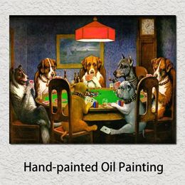 Paintings Modern Oil Painting Canvas Art Dogs Playing Poker Cassius Marcellus Coolidge Handmade High Quality for Office Study Room Decor