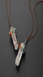 Chakra Gemstone Tree of Life Pendant Wire Wrapped Natural Clear Quartz Healing Crystal Point Necklace Mother039s Day Gift5512977