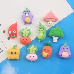 Bracelets 100pcs Resin Charm Kawaii Vegetable Spirit for Earring Pendant Diy Keychain Bracelet Fashion Jewelry Making Accessories