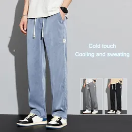 Men's Jeans Denim Pants Soft Casual Straight Wide Leg Long Elastic Waistband Anti-pilling Trousers Daily Garment