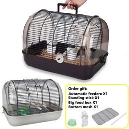 Portable Bird Transport Cage Pet Parrot with Feeder Transparent Detachable Small Outdoor Supplies 231225