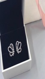 Flying Butterfly CZ Diamond Stud Earrings Luxury Designer Jewelry with Box for P 925 Sterling Silver High Quality Women's Stud Earring9195583