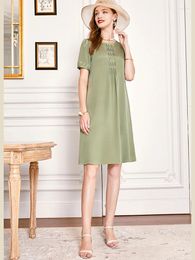 Party Dresses Designer Silk For Women High Quality Natural Long Loose Vintage Dress Famous Fashion Elegant Olive