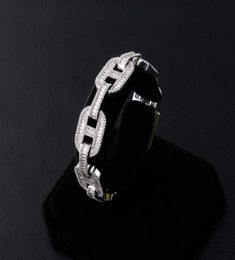 Miami 14mm Prong Setting Cuban Link Chain Baguette Bracelet Iced Out Cubic Zirconia Bangle Hip hop Jewelry7891012