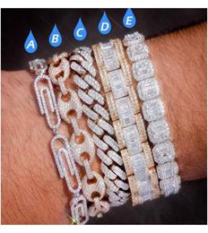 Paper Clip Coffee Bean Lock Clasp Link 78 Inch Bracelet Iced Out Zircon Bling Hip Hop Men Jewelry Gift Beaded Charms Bracelets P06836071