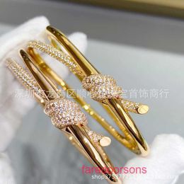 Tifannissm popular Luxury Designer bracelet T Family Knot Bracelet s925 Silver Plated 18K Gold Fairy Style High Version Winding Diamond With Original Box FQ5S