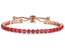 Tennis bracelet Women039s fashion adjustable chain bracelets cubic zirconia rose gold love gift luxury shiny jewelry9815566
