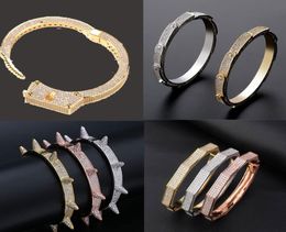 14K Iced Out Classics Fashion Designer Gold Bracelet Copper Bangle Cool CZ Stone Luxury Cubic Zirconia Hip hop Bracelets5824221