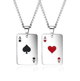 Pendant Necklaces Cyue Couples 316L Stainless Seel BlackRed Spades Lucky Poker Charm Necklace Chain For Women Men Punk Jewelry5257251