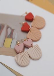 Handmade Polymer Clay Earrings Geometric Drop Pendant Elegant Morandi Colour Statement Earrings16158421