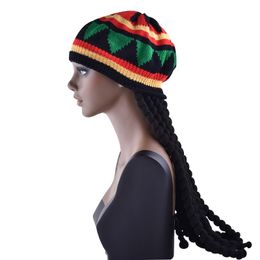 Fake Braid Hat Halloween Beret Decorative Hat Dreadlock Hat Knitted Wig Hat Braided Hat for Men and Women