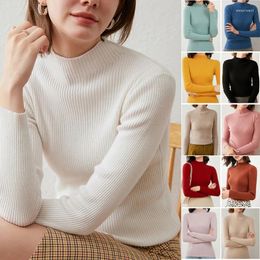 Women's Sweaters Knitted Jumper Autumn Winter Tops Turtleneck Pullovers Casual Women Shirt Long Sleeve Short Slim Sweater Girls