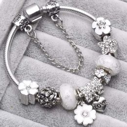 Charm Bracelets 925 Sterling Silver Original Moments Bracelet Three Spring Colours Shili Peach Blossom DIY Jewellery Women Girl