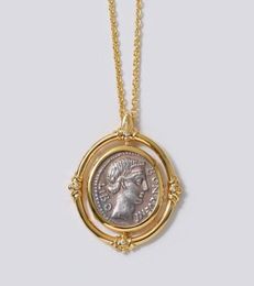 Pendant Necklaces Fashion Jewellery Solid Carved Ancient Roman Coin Necklace Plating 18K Gold Boutique Gift Whole6434816
