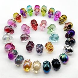 Pendant Necklaces Whole Fashion Glass Skull Plating Crystal Rainbow Charm Ornaments Jewelry Accessory Birthday Gift 10Pcs239A