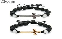 Ckysee Handmade Braided Macrame Bck ve Stone Beaded Bracelet Baseball Bracelet Jewellery For Women And Men17542187