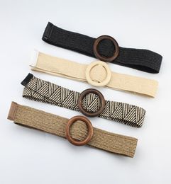 Women039s Belt Weave Wood Buckle Dress Decoration Lady Fashion Belt 4 Colors S5388158380