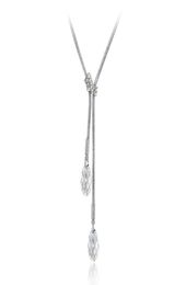 Famous brand water drop design jewelry rhodium plated Gillian Y-Necklace Made with Austrian crystals from rovski best gift for women8399954