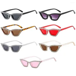 Sunglasses Triangle Frame Cat Eye Funny Disco Party Small Eyewear Diamond Crystal Sparkling Shades For Women