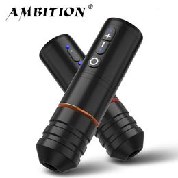 Ambition Ninja Pro Wireless Tattoo Machine Portable Battery Rotary Pen Capacity 2400mah Strong Coreless Motor for Artist Body 231225