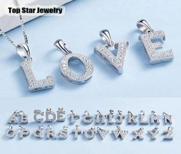 Fashion S925 Silver Jewelry Solid Microinserts CZ DIY AZ 26 English Letters Name Pendants Necklace For Women Men Family Lovers G9330832
