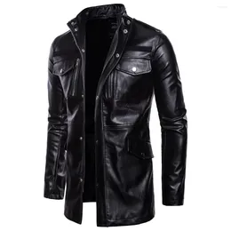 Men's Jackets Leather Stand Collar PU Coat Male Motorcycle Jacket Casual Slim Mens Brand Clothing M-5XL