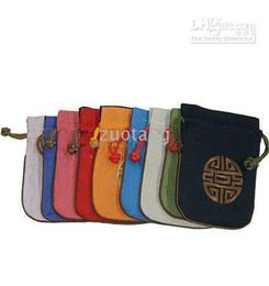Unique Chinese style Small Large Linen Gift bags Jewellery Pouches Drawstring Embroidered Lucky Packaging Decorative Storage Bag 55324775