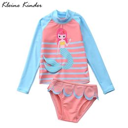 set Children Mermaid Bathing Suit UV UPF 50+ Long Sleeve Two Pieces Swimwear for Girls Toddler Infant Swimming Wear Beachwear 19T