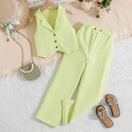 Clothing Sets Prowow Girls Blazer Clothes For Teenager Lapel Cardigan And Long Pants Summer Children Teens Girl