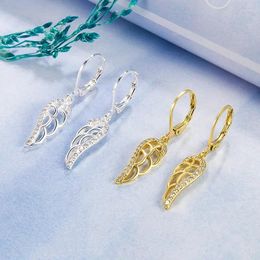 Dangle Earrings Real 18K Gold Aros Mujer Oreja Drop Earring For Women Fine True Yellow Gemstone Bizuteria Females