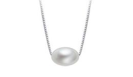 Simple Mother Pearl Pendant Necklace with Real 925 Sterling Silver Box Chain Elegant Jewellery for Womens Girls9306369