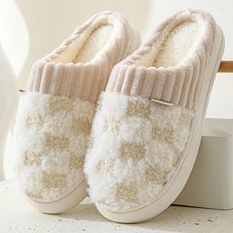 Slippers Women Men Thick Cotton Autumn And Winter Cartoon Cute Plus Velvet Warm Non-slip Home Indoor House Shoes