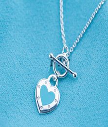 New Solid 925 sterling silver brand Fashion Enamel Love blue toggle tag Pendant Women's Necklaces Jewellery with Original logo bag gifts8456234