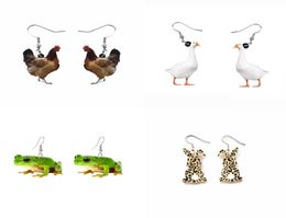 Funny Simulation Animal Acrylic Dangle Earrings for Women Frog Butterfly Chicken Earring Own Design Drop Earrings Female 20221741176